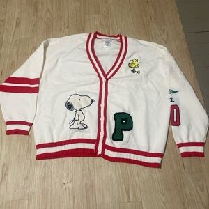 Peanuts Red and White Knit Cardigan